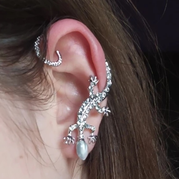 Unique Diamond Lizard Cuff Wrap Around Earring - Picture 12 of 13